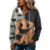 Women's Hooded Button Front Halloween Print Pullover Sweatshirt for Casual Fall Outfits