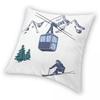 Ski Lift Resort Winter Sports Scene Square Pillowcase Cushion Cover Comfort Pillow Case Polyester Throw Pillow Cover For Home