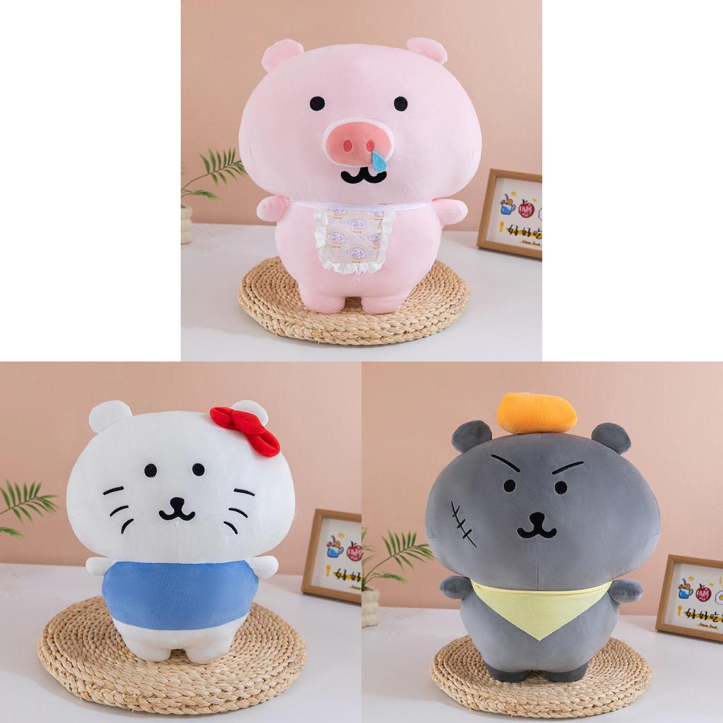 Grey Wolf Hello Kitty Pig Plush Toy Cute Cartoon Stuffed Animal For Kids And Adults