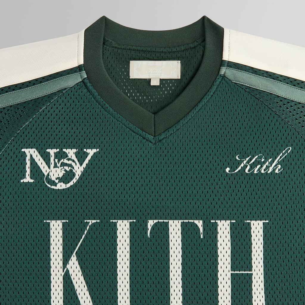 Kith 2025 Spring Collection Mesh Leon Comfortable Versatile V-Neck Short Sleeve Jersey Men Jersey Green KHM032703-302