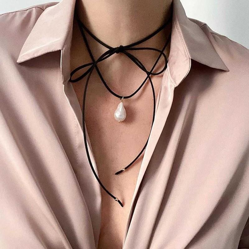 

Подвеска из жемчуга в форме капли особой формы, барочная веревочная цепочка, регулируемая застежка, многослойное ожерелье