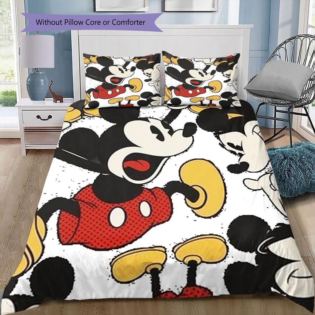 Retro Pop Art Style Mickey Mouse Print Comfortable Bedding Set, The Perfect Choice To Decorate A Child's Bedroom.