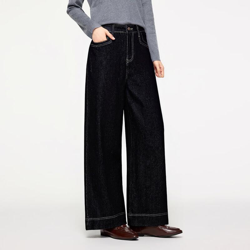 FivePlus Women's High-Waist Loose Fit Straight Wide-Leg Denim Jeans