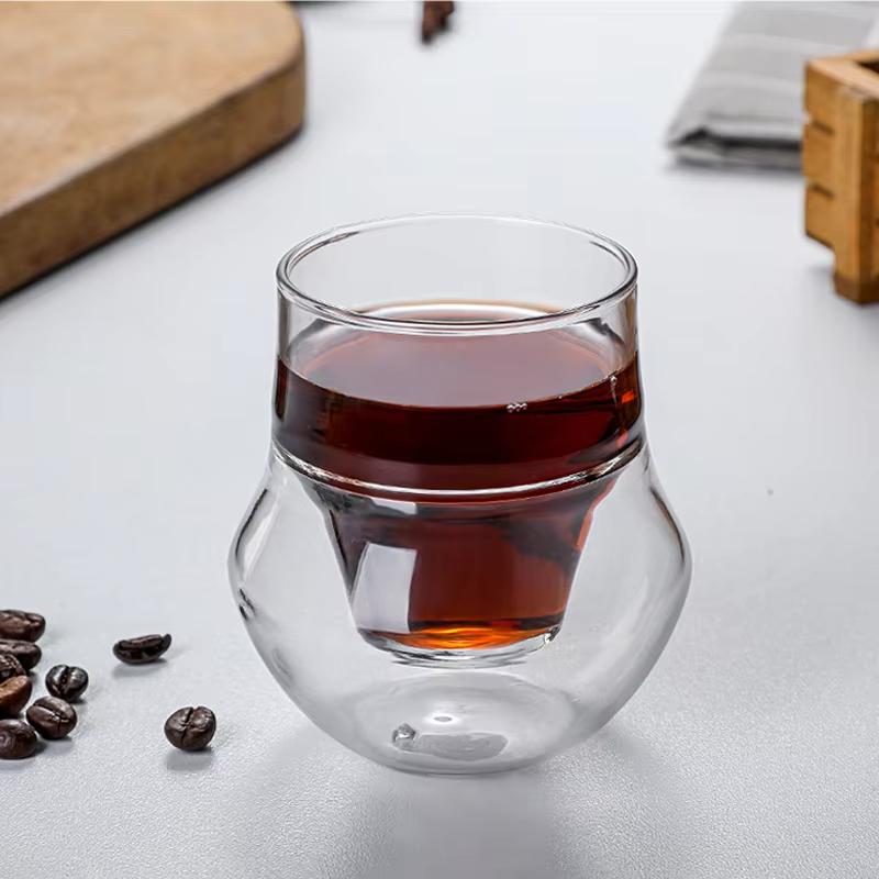 Double-Layer Insulated Glass Tea Cup with Hanging Ear Household Anti-Scalding Milk Mug High Temperature Resistant Coffee C