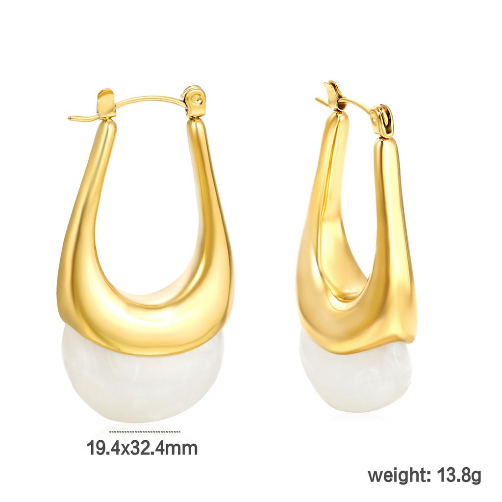 Vintage French Irregular U-Shaped Resin Ear Cuff White Versatile Minimalist Earrings
