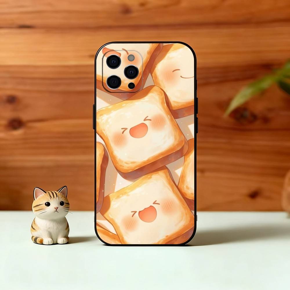 Cute Bread Illustration Phone Case Silicone Soft For IPhone 17 16 15 14 13 12 11 X XR Plus Pro Max Plus