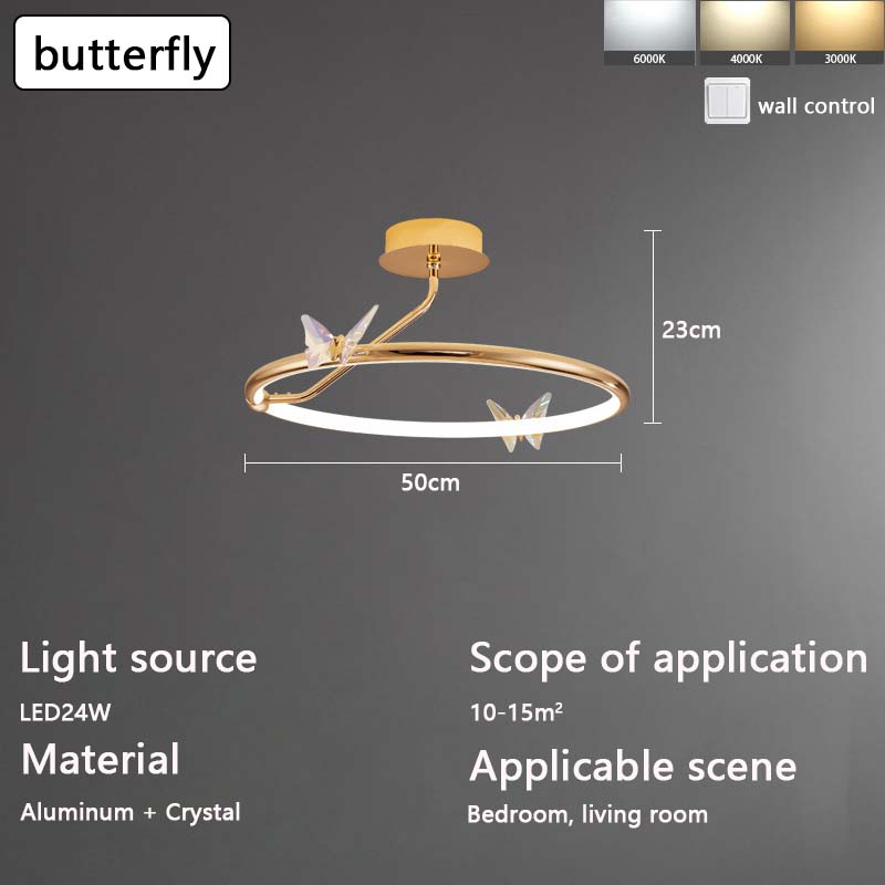 

Лампа для гостиной, современная, простая, индивидуальная, креативная, хрустальная, бабочка, скандинавская, светодиодная, для спальни, столовой three-colored light
