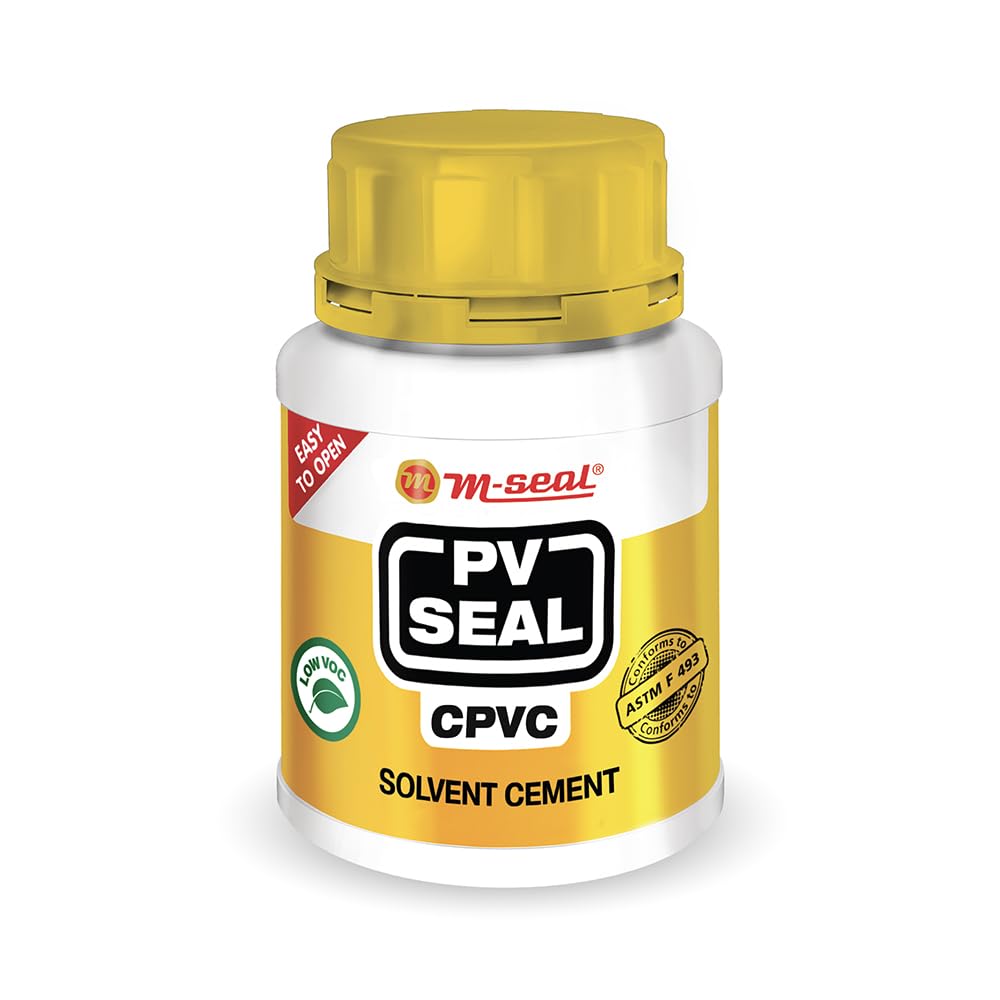 

Pidilite M-Seal PV Seal CPVC Solvent Cement Ultra Strong for CPVC UPVC Pipes Fittings 200 ml Tin Can Brush Inside