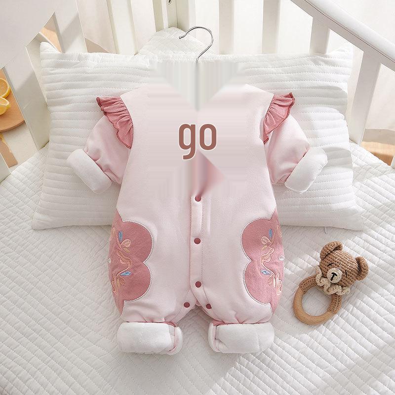 Infant Girl's Thick Cotton Jumpsuit - Warm Chinese Style Winter Outerwear