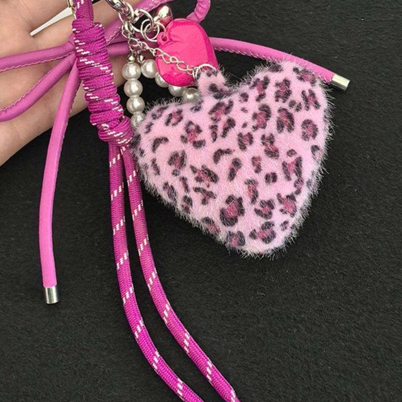 Braided Rope Keychain Star Plush Heart Bag Pendant Charm Fashion Backpack Accessories for Handbag,Purse Decorations