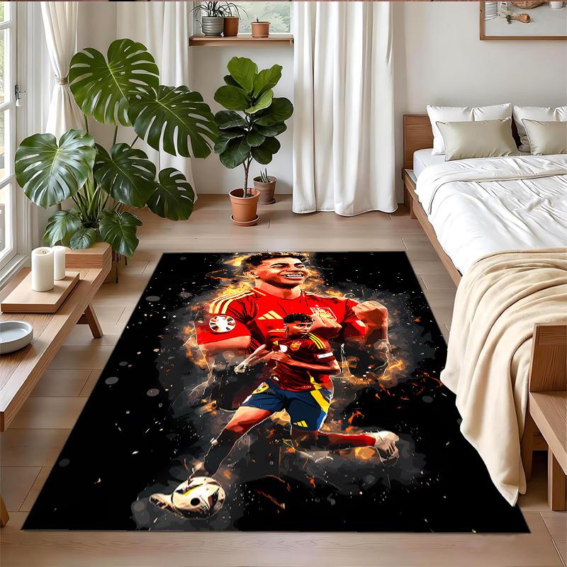 Anti‑Slip Crystal Velvet Floor Rug, Lamine Yamal Design Carpet for Indoor Living Bedroom Home Decoration