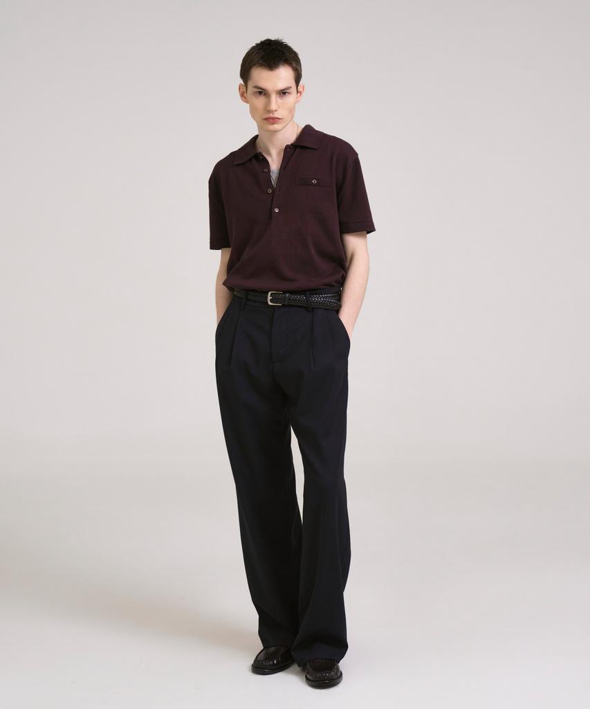 SSIN AND LEE Nocturnal Wide Pleated Wool Slacks Navy