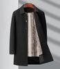 Men's Mid-Length Windbreaker with Removable Fur Lining and Velvet, Business Casual Large Size Coat
