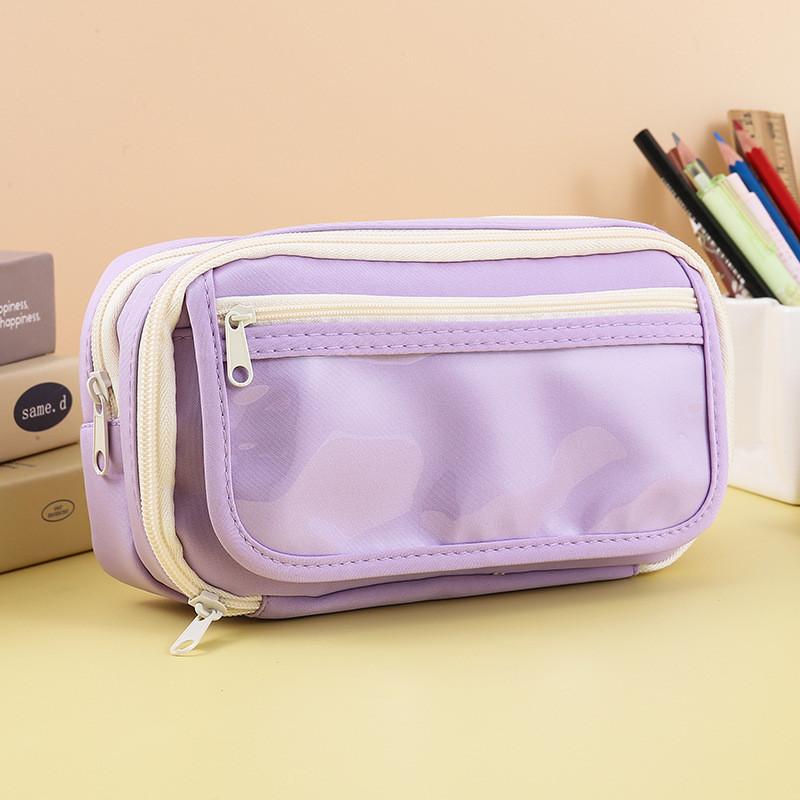 Durable Canvas Stationery Storage Box With Multiple Compartments For Middle School Students