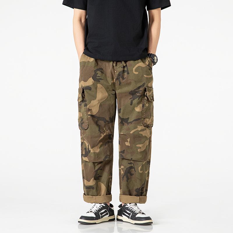Trendy brand spring loose straight camouflage pants trendy wide-leg Japanese retro trendy overalls men's wholesale M