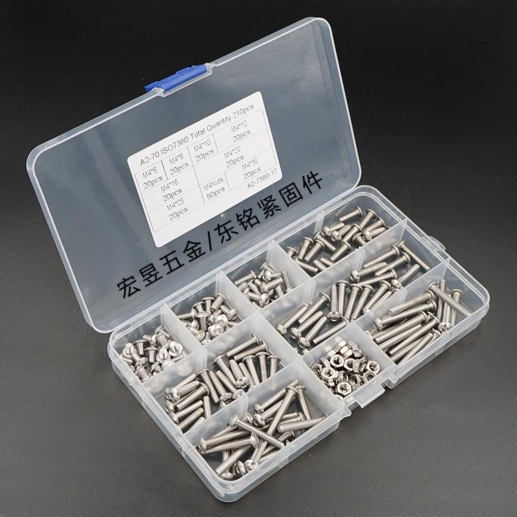 

210 шт. Винты с полукруглой головкой M4 из нержавеющей стали 304 с набором шестигранных гаек