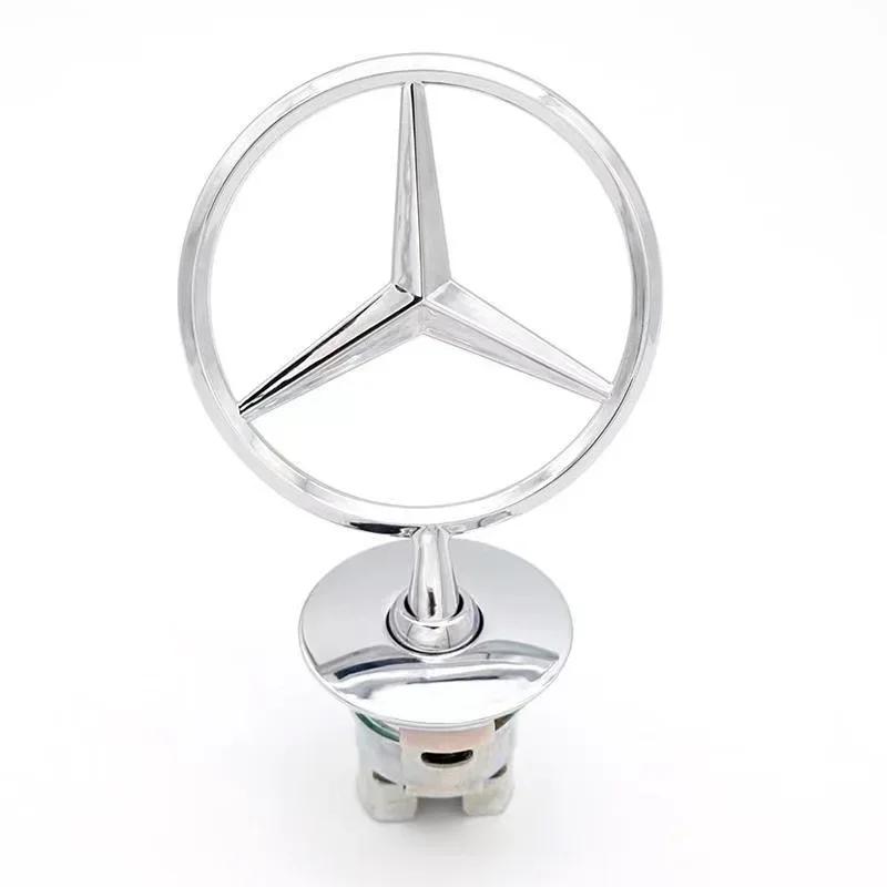 1Pc Car Front Bonnet Emblem Zinc Alloy Decorate Badge Mercedes Benz W204 W220 C180 C200 E260 E300L Auto Outdoor Accessories FB1