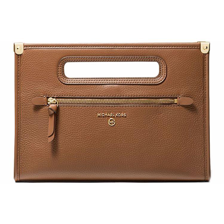 Michael Kors MK Jane Solid Color Zipper Fashion Simple Leather Clutch Coin Purse Commuter Tote Bag Large Women Handbags Brown 30T1GJBC3L-LUGGAGE Basic Set BagDust Bag 20690₽