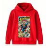Kids Boys Girls Pullover Hoodie, Retro Comic Print Long Sleeve Casual Hooded Sweatshirt for Super Hero Themed Daily Wear