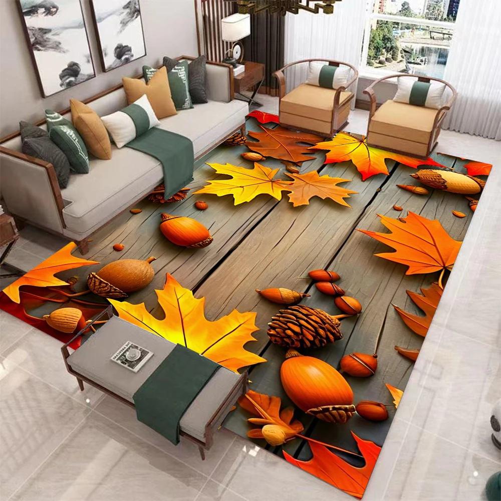 Halloween Pumpkin Decoration Large Carpet Bedroom Bathroom Floor Mat Bedroom Decoration Outdoor Pine Cone Maple Leaf Carpet