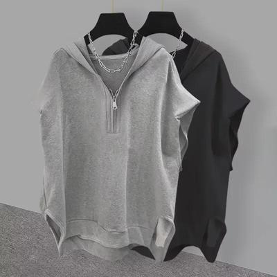 Men's Casual American Street Style Sleeveless Cotton Hooded Vest for Spring and Summer