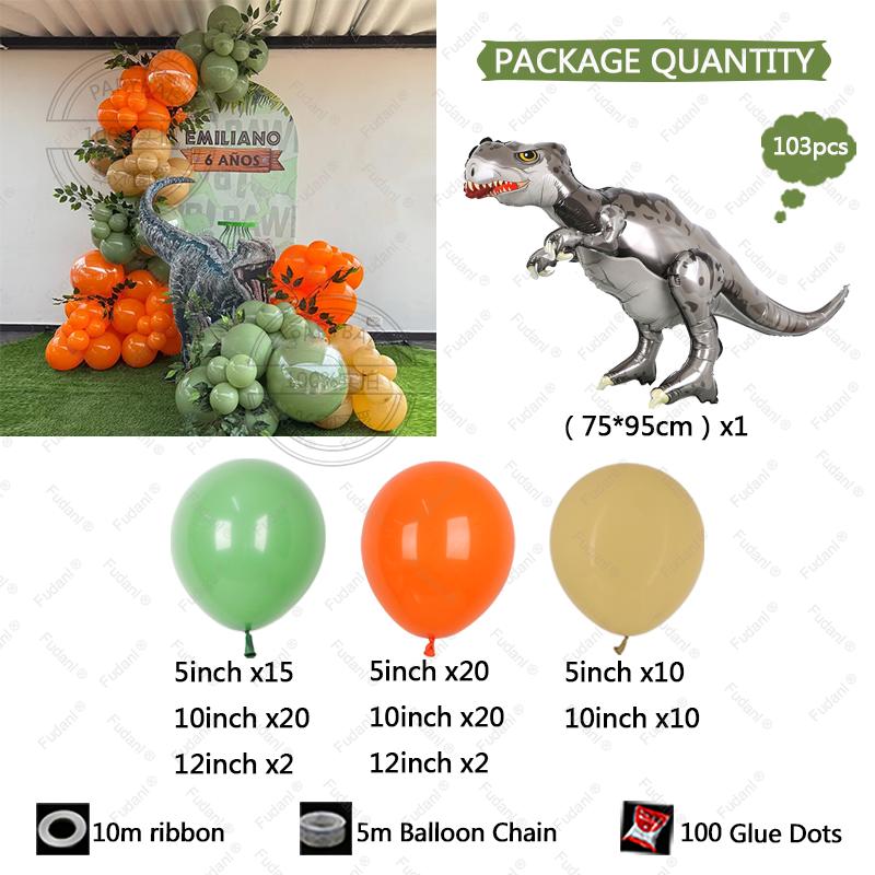 

103pcs Animal Dinosaur Balloon Arch Set Orange Green Latex Ball Boy s Birthday Party Decor Supplies Forest Wedding Decor 2026 As shown