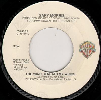 7inch Record GARY MORRIS - The Wind Beneath My Wings 729532 Warner Bros. Re 1983 US Rock Used