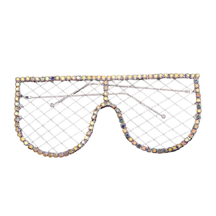 Fashion Eyeglasses with Rhinestones Colorful Sunglasses Hollow Eyeglasses Alloy Texture Suitable for Festivals and Shows