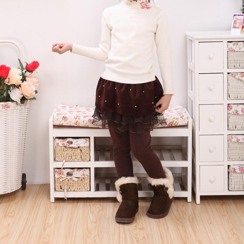 New Winter Girls Thick Leggings Lace Skirt Legging for Kids Cotton