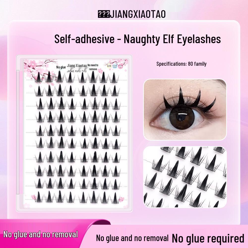 ACE Klebefreie Selbstklebende Cartoon-Büschelfalsche Wimpern - Natürlich, Faules Tragen