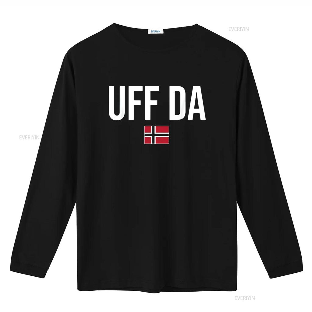 Uff Da Norwegian Norway Unisexs T Shirt Black Vintage Washed Unisex Stretched Homme Streetwear Casual Stylish Fashion Breathable
