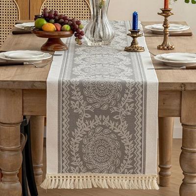Wohndekor Nordischer Stil Tischläufer mit Quaste Wasserdichte Tischdecke Waschbare Polyester Tischdecke Party