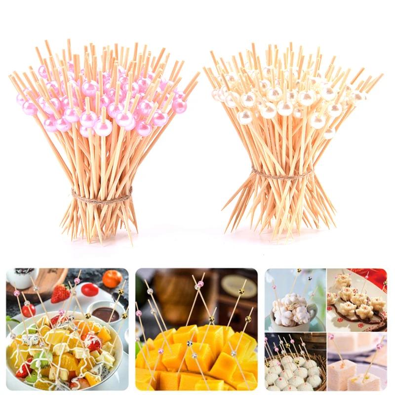 36 Pcs Disposable Bamboo Skewers Food Picks Buffet Cupcake Fruit Fork Party Cake Dessert Salad Vegetable Sticks Toothpick Tools
