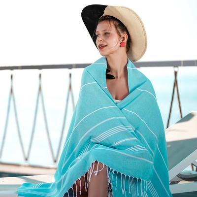 Soft and Comfortable Turkish Tassel Beach Towel Striped Sauna Bath Towel Quick-drying Swimming Towel