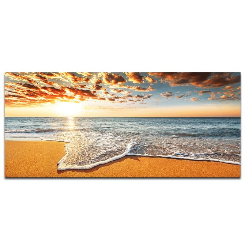 

Beach Sunset Wall Art Плакати Великий пейзаж Картина на полотні Друк Nordic Forest Trees Настінне зображення для домашнього декору 60x180cm жовтий оранжевий колір