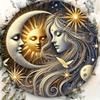 D Flat High Definition Metal Wall Art Surreal Sun and Moon Face Metal Sign Featuring a Harmonious Half Solar Half Lunar Design