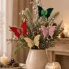 Velvet Butterfly Red Green Xmas Tree Simulated Butterfly Hanging Ornaments Christmas New Year Party DIY Home Decoration Supply