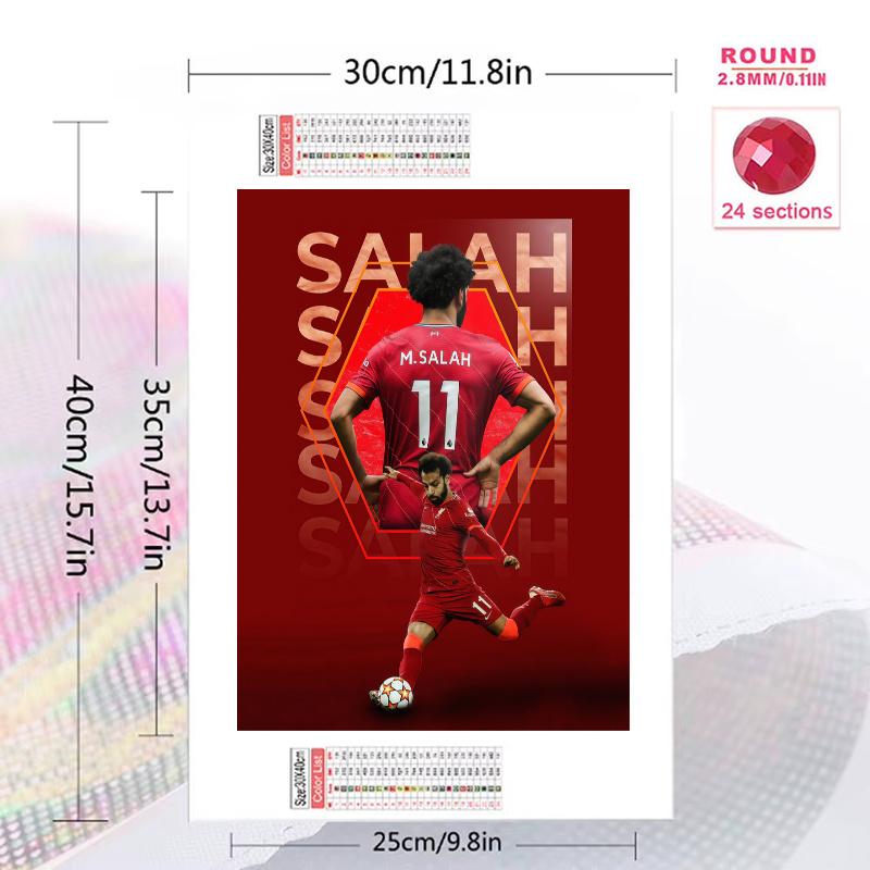 Mohamed Salah Pattern 3pcs 100% Round Full Drill 5D DIY Diamond Painting Embroidery Cross Stitch Rhinestone Décor
