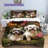 Shih Tzu and grass Pattern Bedding Home Decoration Birthday Gift (1 * duvet cover + 2 * pillowcase, without core)