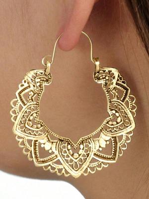 1 Pair Retro Style Flower Hoop Earrings for Women for Wedding Anniversary Party Jewelry Valentine's Day Gift
