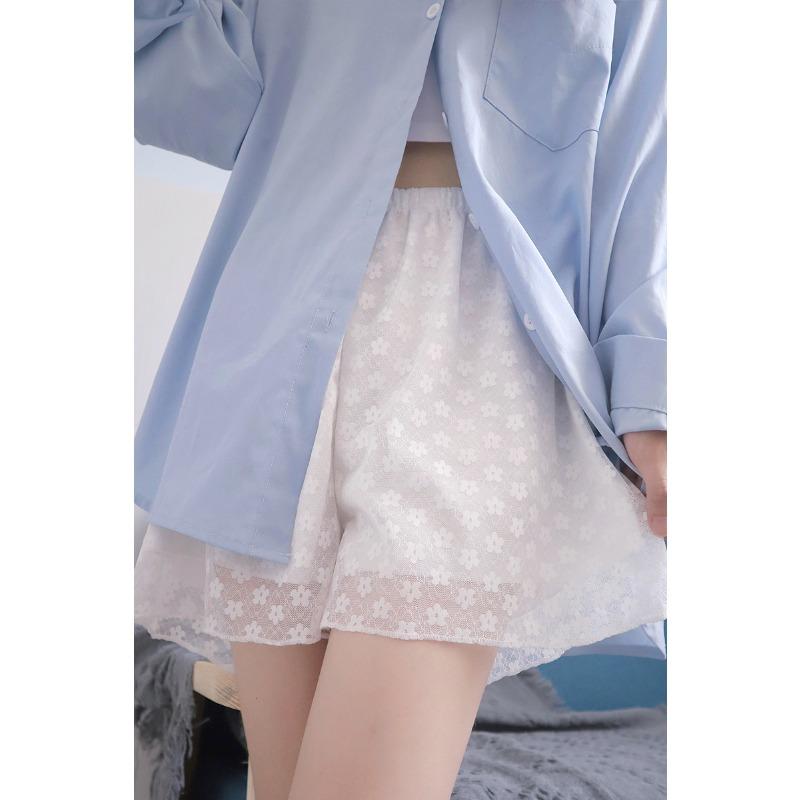 Jk Safety Pants Summer Thin Double Lace Three-quarter Pants Can Be Worn Over Shorts Loose Anti-slip Insurance Leggings