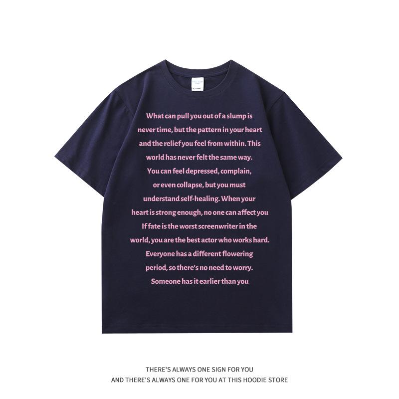 Letter printing casual style short-sleeved t-shirt women's summer new trendy brand loose and versatile inner half-sleeved top