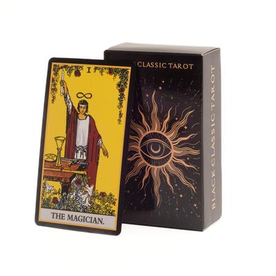 Schwarzes Klassisches Tarotkarten Deck 78 Stück Wahrsagungs Spiel Set mit Anleitung für Familienfeiern und Brettspiele