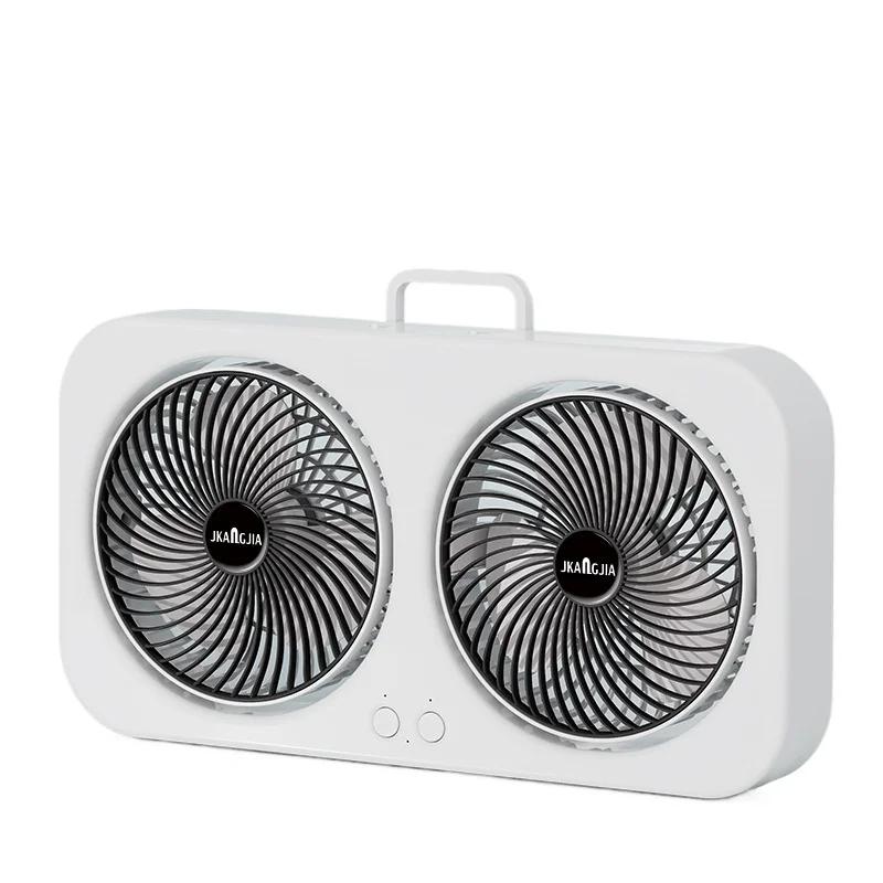Dual Head Desk Fan with USB Charging Portable Wall Mounted Quiet Cooling Fan 3 Speed Adjustable for Dorm Room Home Office