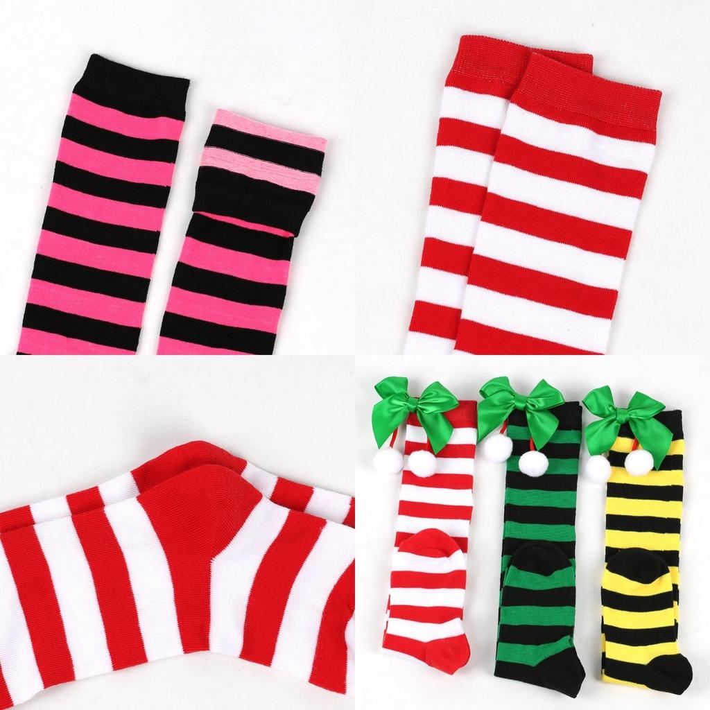 Cute Butterfly Bow Christmas Socks For Girls Long Tube Polyester Fabric
