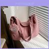 Borsa Tote alla Moda in Velluto a Coste di Stile Coreano di Grande Capacità con Tracolla Regolabile
