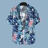 Set Coordinato da Uomo Casual a Maniche Corte Floreale Hawaiano ad Asciugatura Rapida e Pantaloncini da Spiaggia