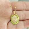 QMHJE Virgin Mary Pendant Charm Necklace Women Cross Scared Heart Jesus Choker Seed Beads Stainless Steel Chain Gold Color Mom