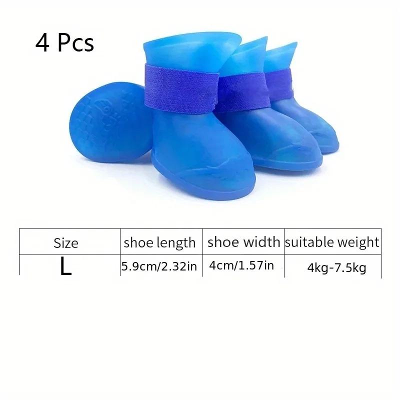4 of them. Shoes anti slip pet rain shoes dog shoes