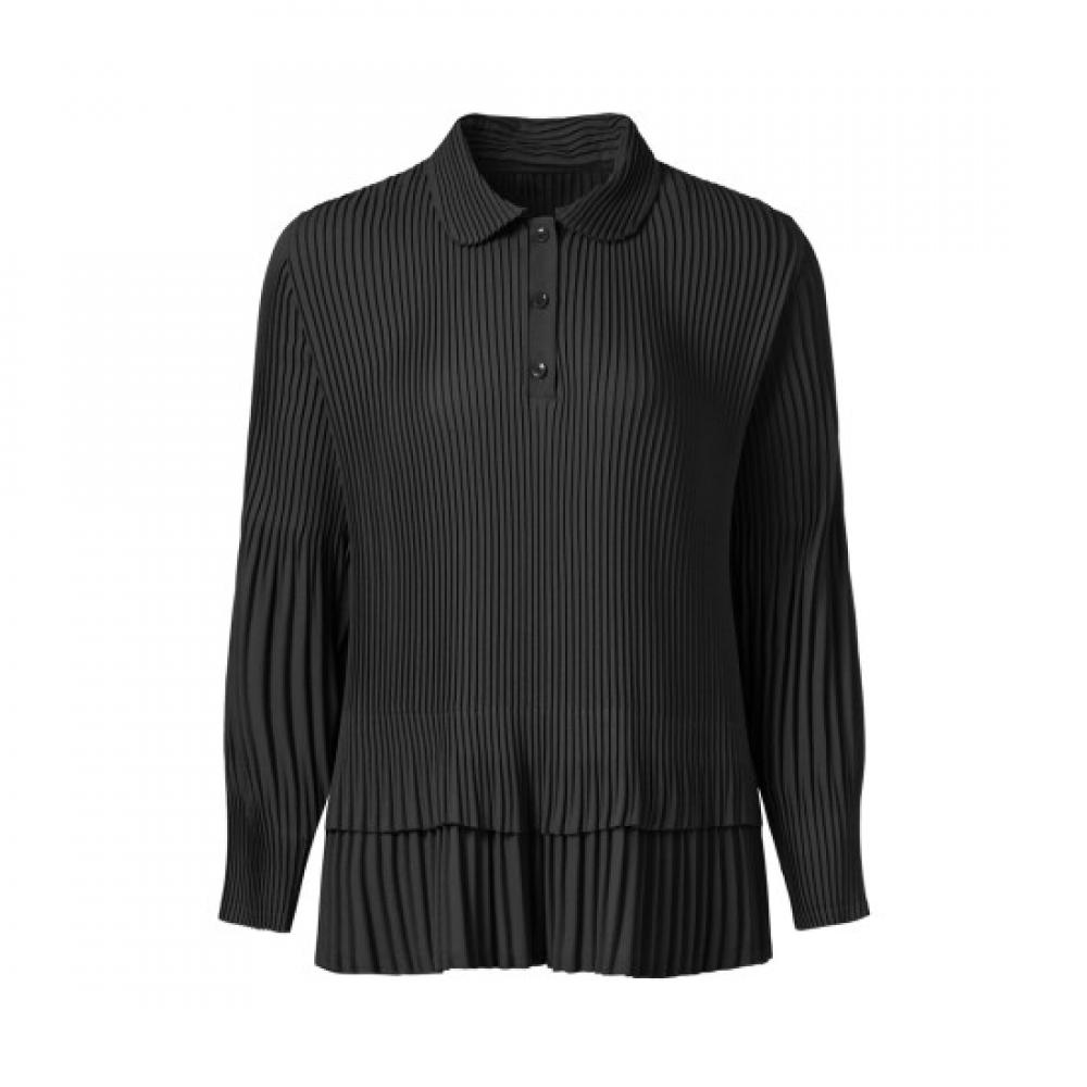 Pleats Me Crepe Flare Button Blouse Ppblw325001